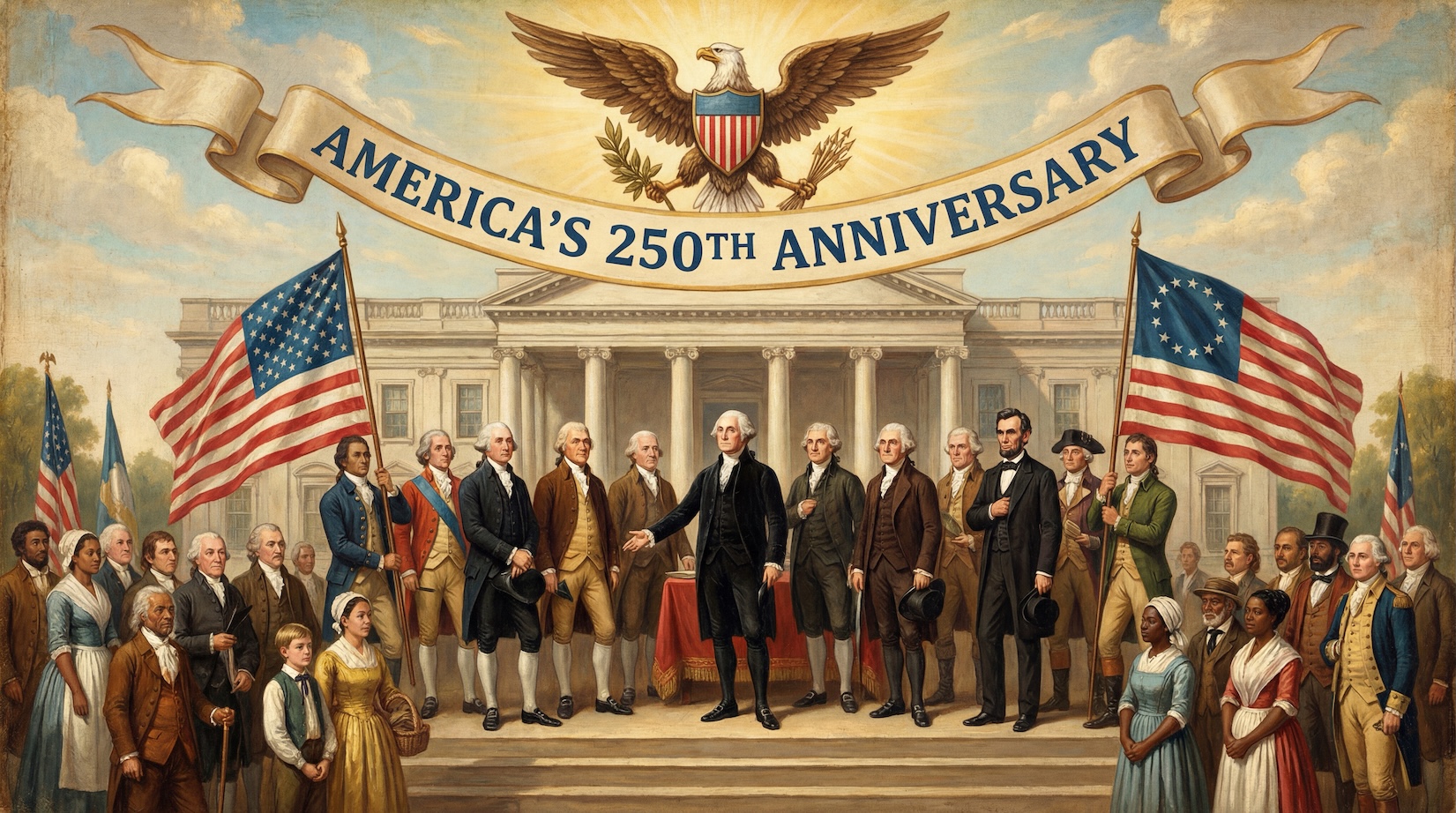 Founding Fathers at America's 250th Anniversary – Historical Patriotic Art — Patriotic Wall Art 1776-2026
