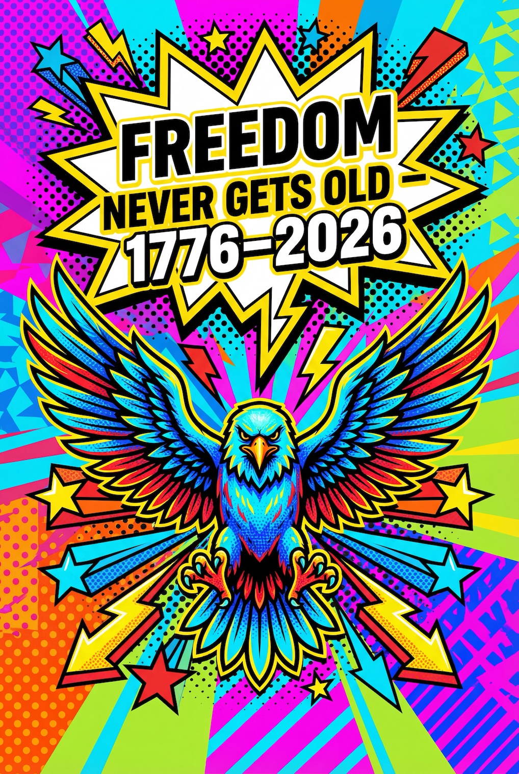 Freedom Never Gets Old 1776–2026 – Bold Anniversary Typography Print — Patriotic Wall Art 1776-2026